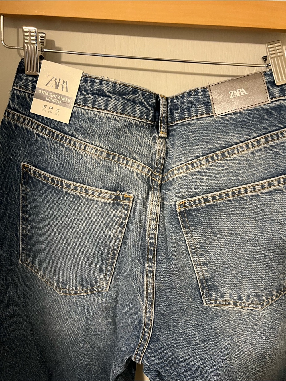 Zara Blue Straight Ankle Length Jeans with Side Studs - Picture 6 of 6
